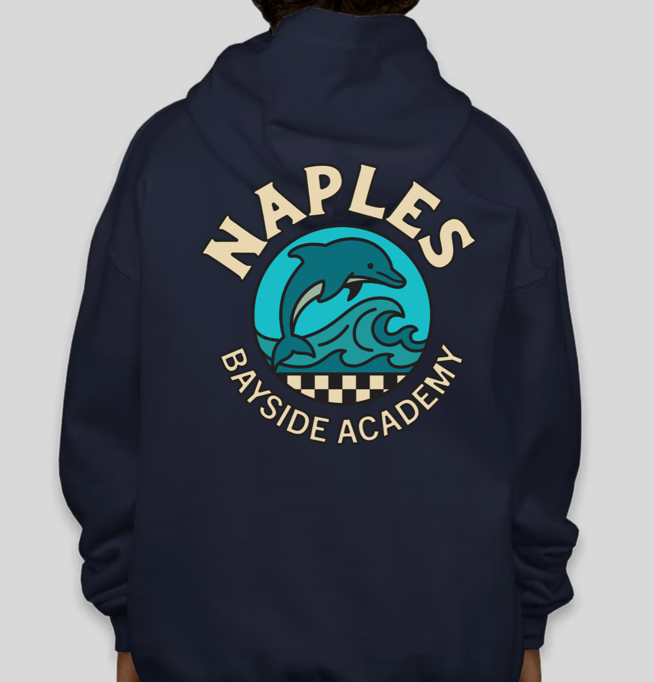 Youth Dolphin Check Hoodie Pullover Sweatshirt - Blue