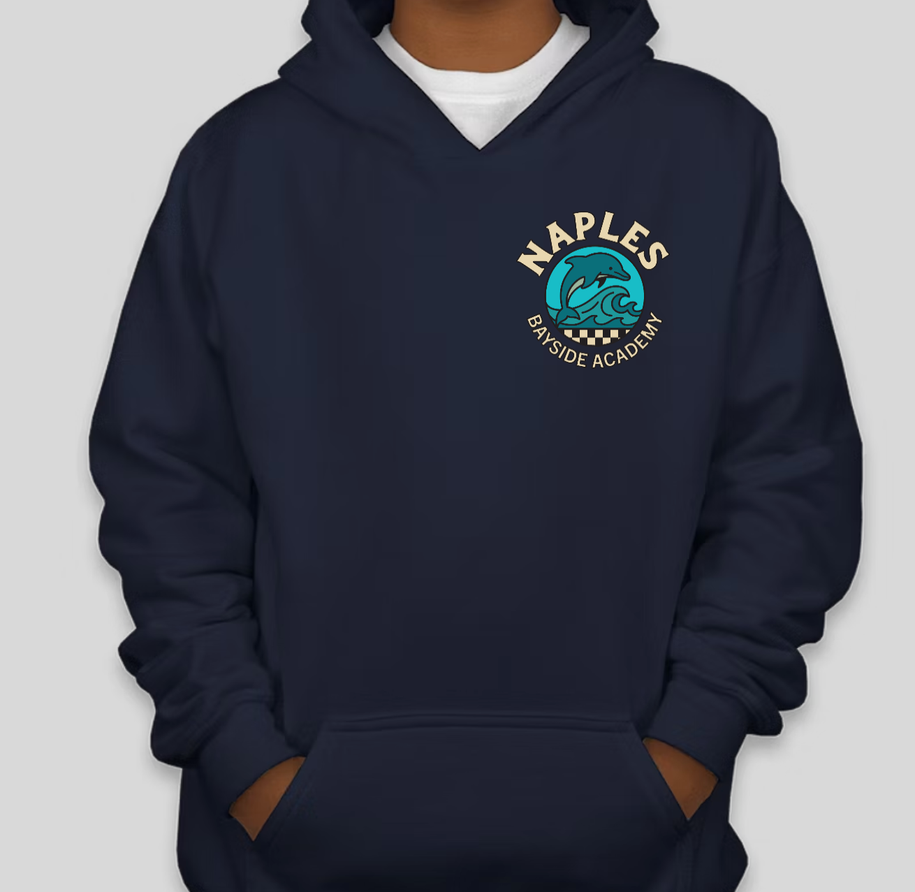 Youth Dolphin Check Hoodie Pullover Sweatshirt - Blue