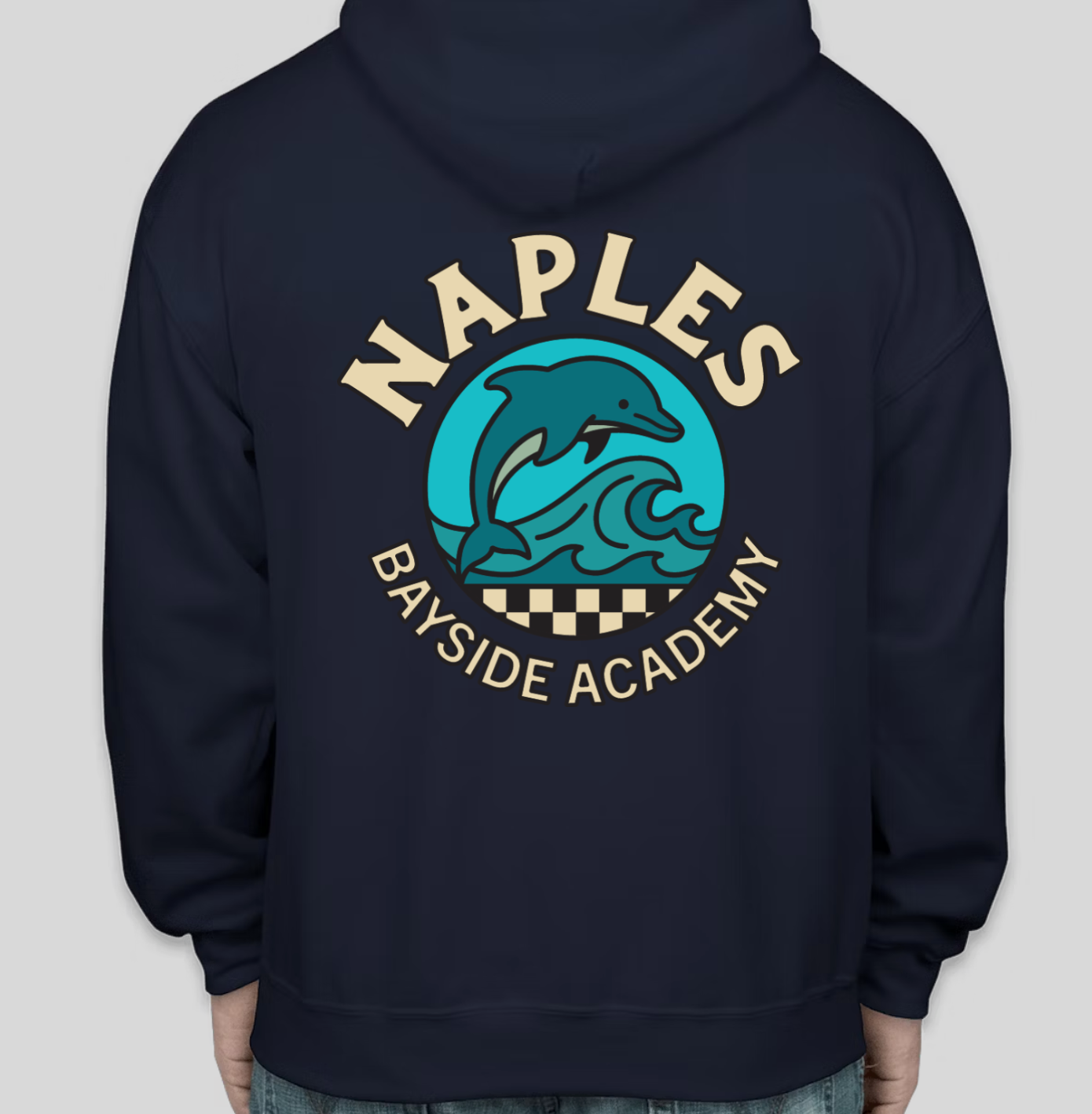 Youth Dolphin Check Hoodie Zip Up Sweatshirt - Blue