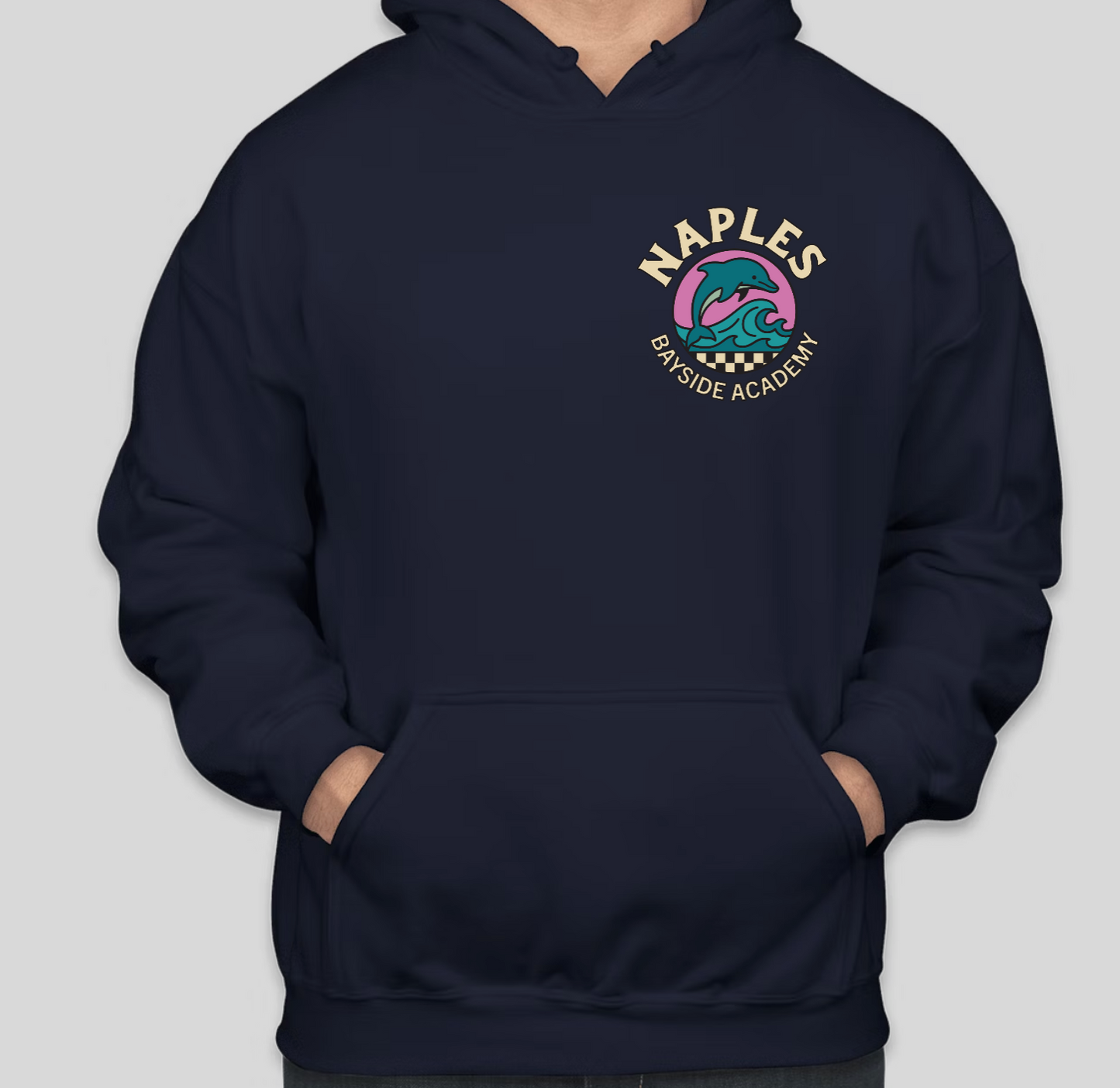 Youth Dolphin Check Hoodie Pullover Sweatshirt - Pink