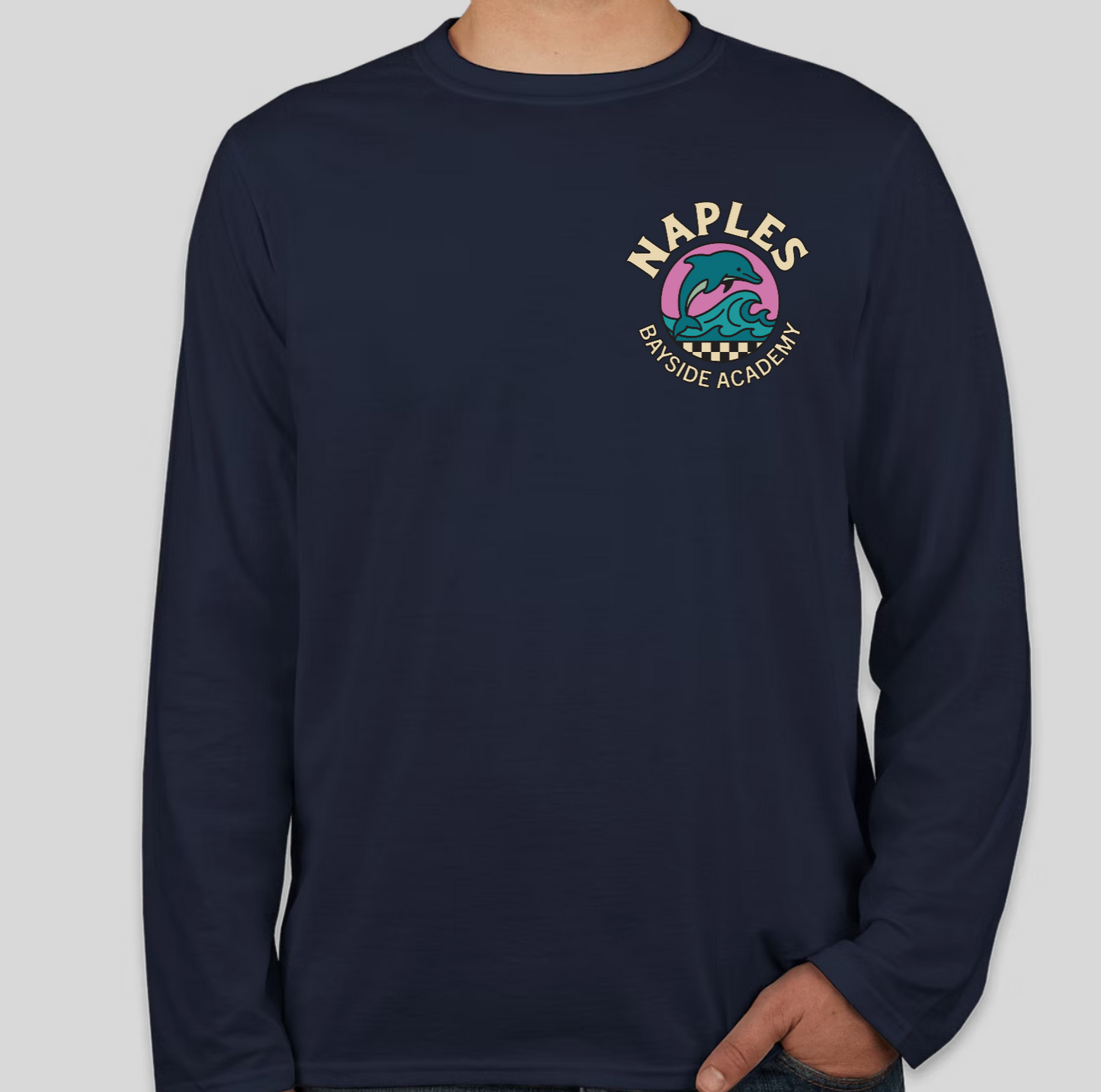 Youth Dolphin Check Long Sleeve Tee - Pink