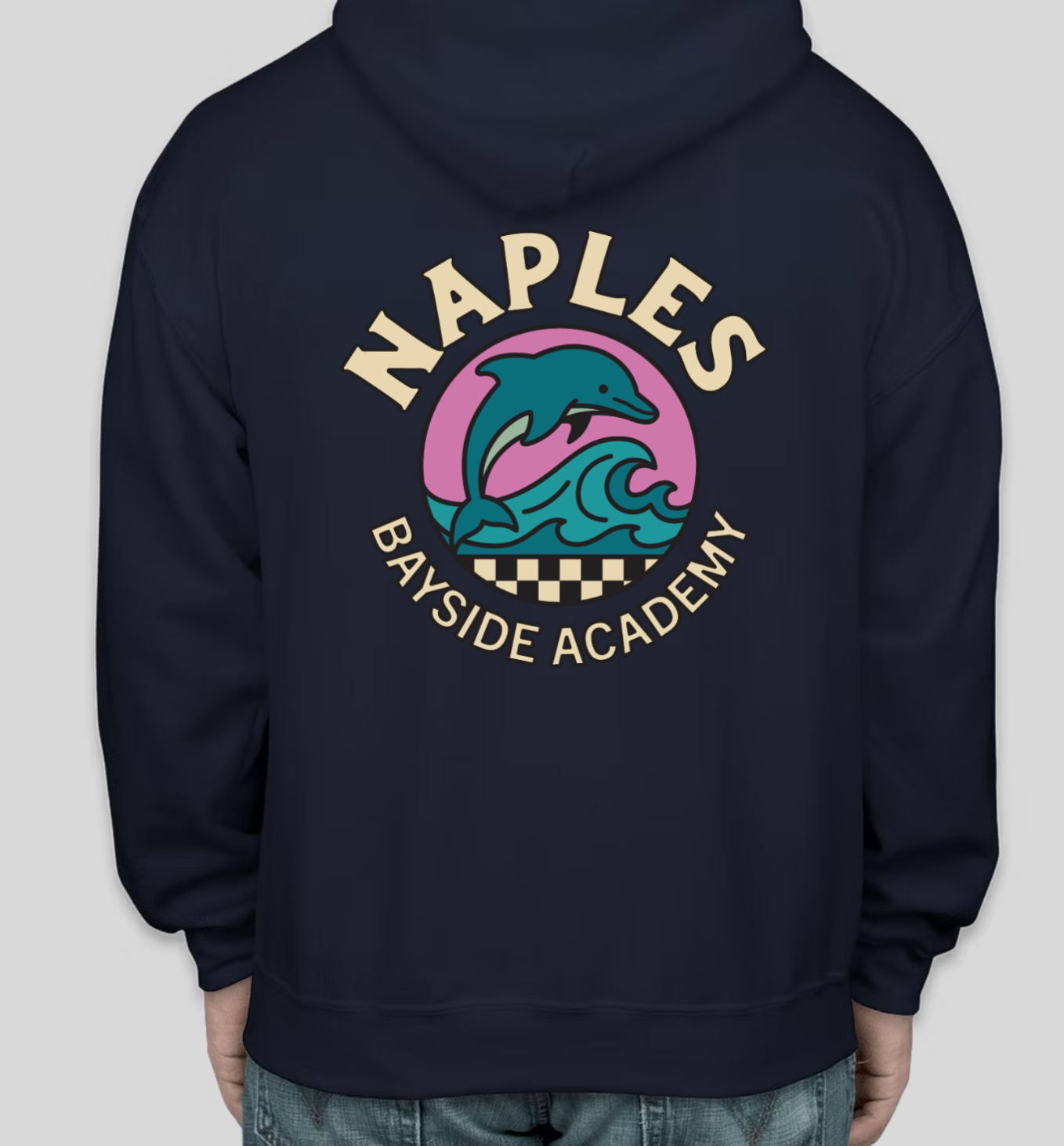 Youth Dolphin Check Hoodie Zip Up Sweatshirt - Pink