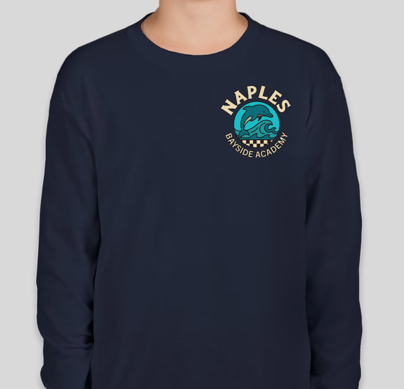 Youth Dolphin Check Long Sleeve Tee - Blue