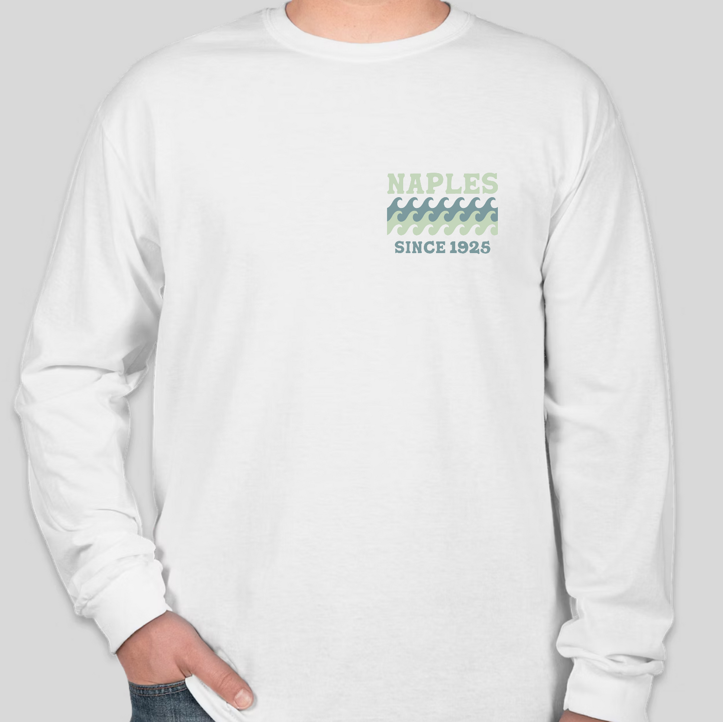 Adult Waves Long Sleeve Tee - White