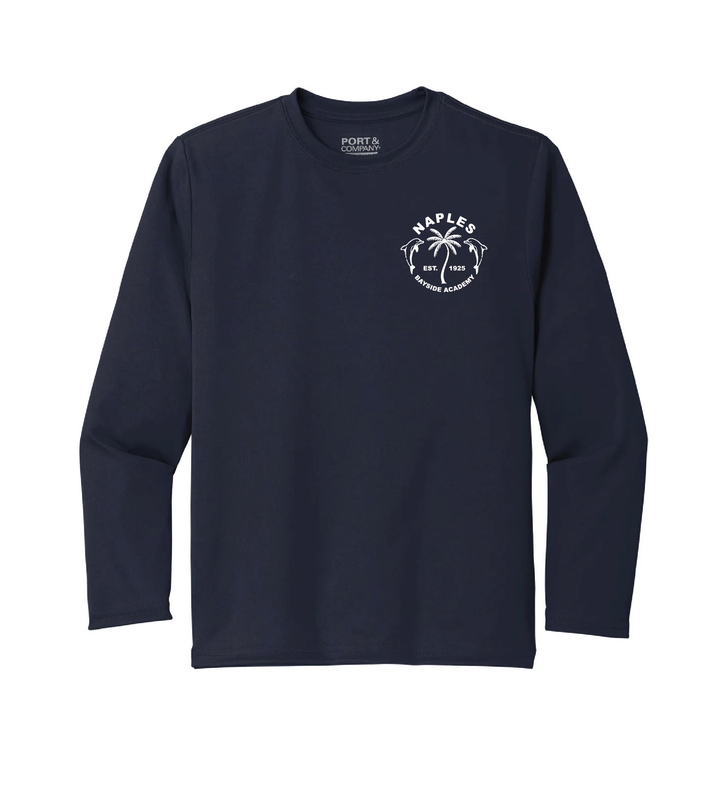 Youth Wavy Palm Long Sleeve Tee - Navy
