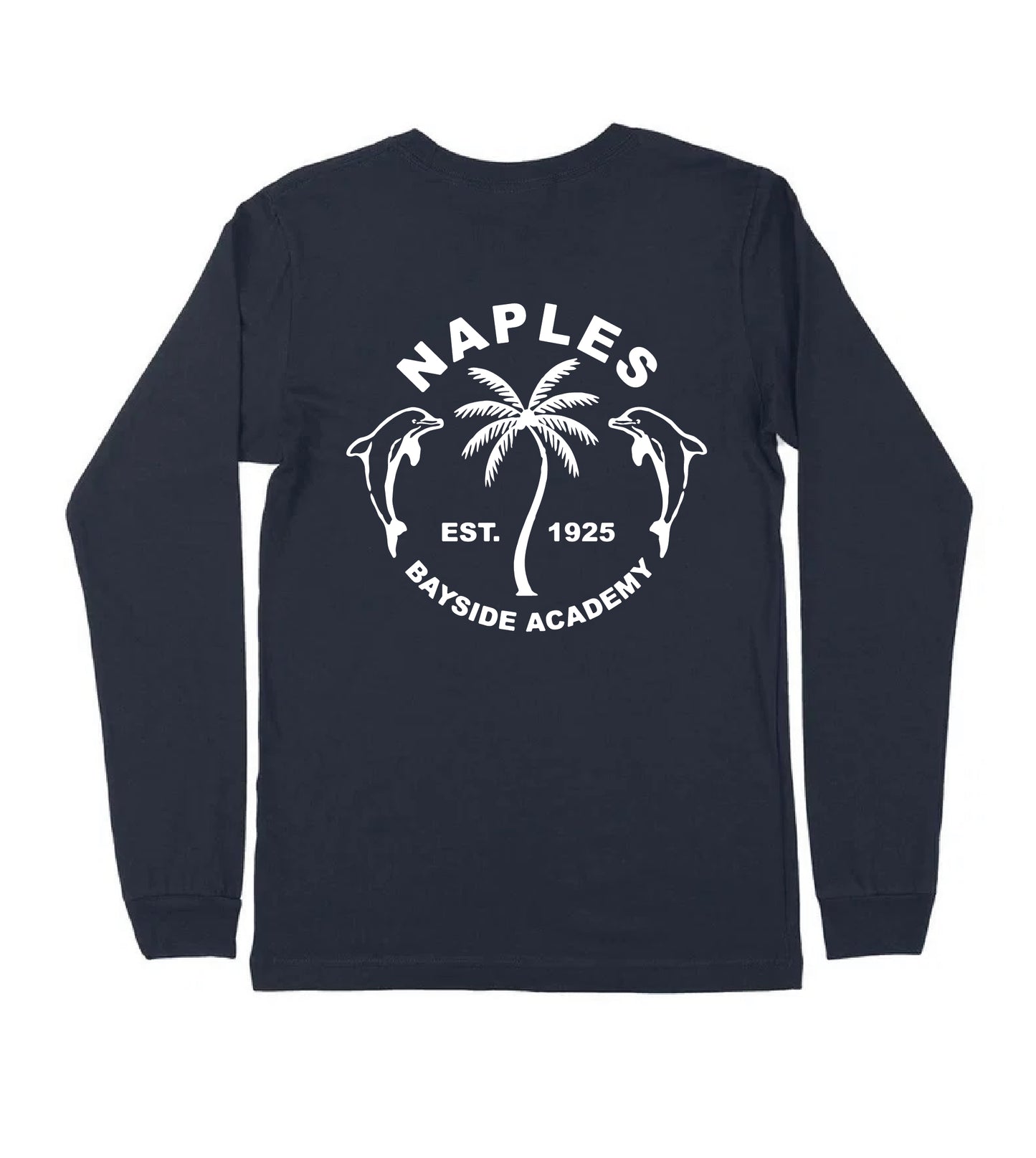 Youth Wavy Palm Long Sleeve Tee - Navy